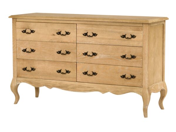 Komoda prowansalska dębowa z sześcioma szufladami i uchwytami