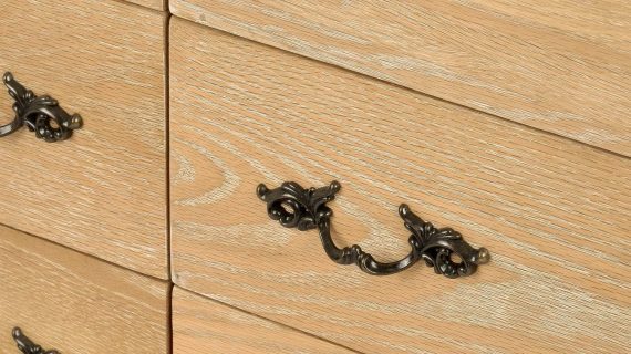 miniaturka Drewniana Komoda Francuska Gięte Nogi Metalowe Uchwyty – Venezia Oak