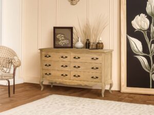 miniaturka Drewniana Komoda Francuska Gięte Nogi Metalowe Uchwyty – Venezia Oak