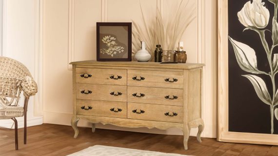 miniaturka Drewniana Komoda Francuska Gięte Nogi Metalowe Uchwyty – Venezia Oak