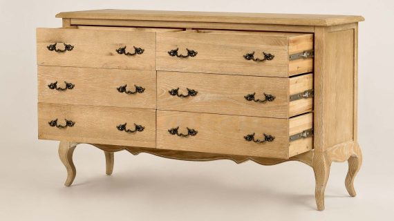 miniaturka Drewniana Komoda Francuska Gięte Nogi Metalowe Uchwyty – Venezia Oak