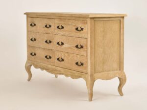 miniaturka Drewniana Komoda Francuska Gięte Nogi Metalowe Uchwyty – Venezia Oak