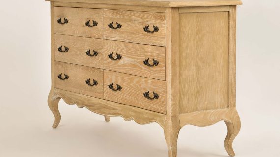 miniaturka Drewniana Komoda Francuska Gięte Nogi Metalowe Uchwyty – Venezia Oak