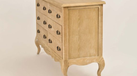 miniaturka Drewniana Komoda Francuska Gięte Nogi Metalowe Uchwyty – Venezia Oak