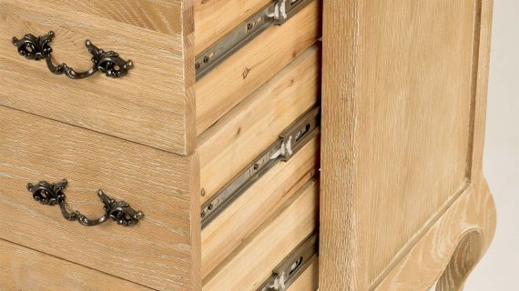 miniaturka Drewniana Komoda Francuska Gięte Nogi Metalowe Uchwyty – Venezia Oak