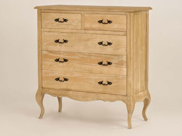 Komoda prowansalska dębowa wysoka z pięcioma szufladami