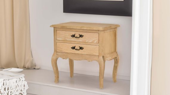 miniaturka Francuska Szafka Nocna Gięte Nogi Metalowe Uchwyty – Venezia Oak