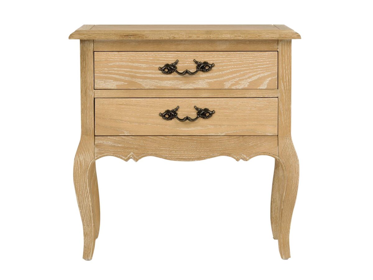 Francuska Szafka Nocna Gięte Nogi Metalowe Uchwyty – Venezia Oak