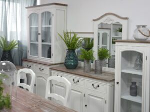 miniaturka Regał biały prowansalski z wieńcem w kolorze ciemnobrązowym – Sorrento White