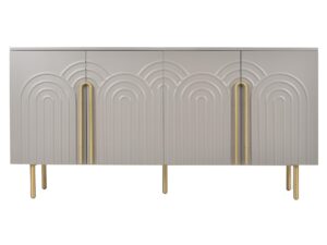 Jasnoszara Komoda Wytłoczone Łuki na Frontach – Eleganza