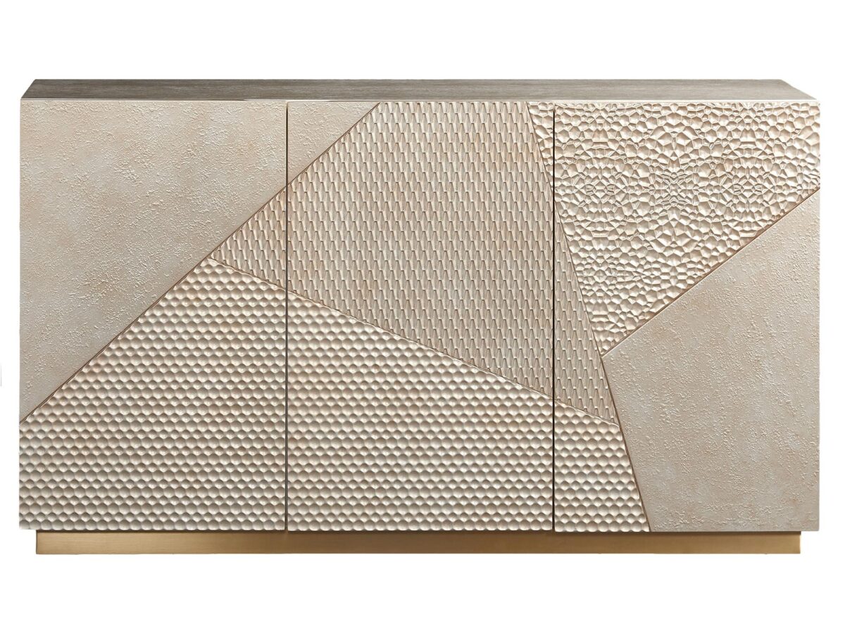 Szampańska Komoda Asymetryczny Wzór 3D Złote Nogi – Eleganza
