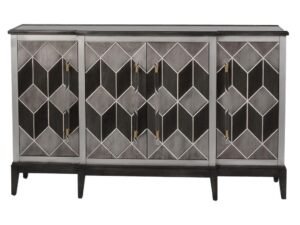 Szara Komoda Intarsja Srebrny Wzór 3D – Eleganza