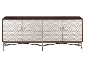 Komoda Orzech Włoski Wytłaczane Łuski Złote Nogi – Eleganza