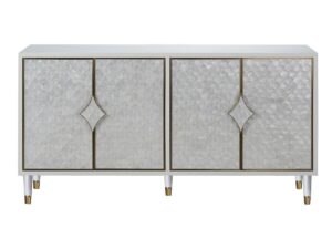 Komoda Ecru Naturalna Muszla Morska Złote Nóżki – Eleganza