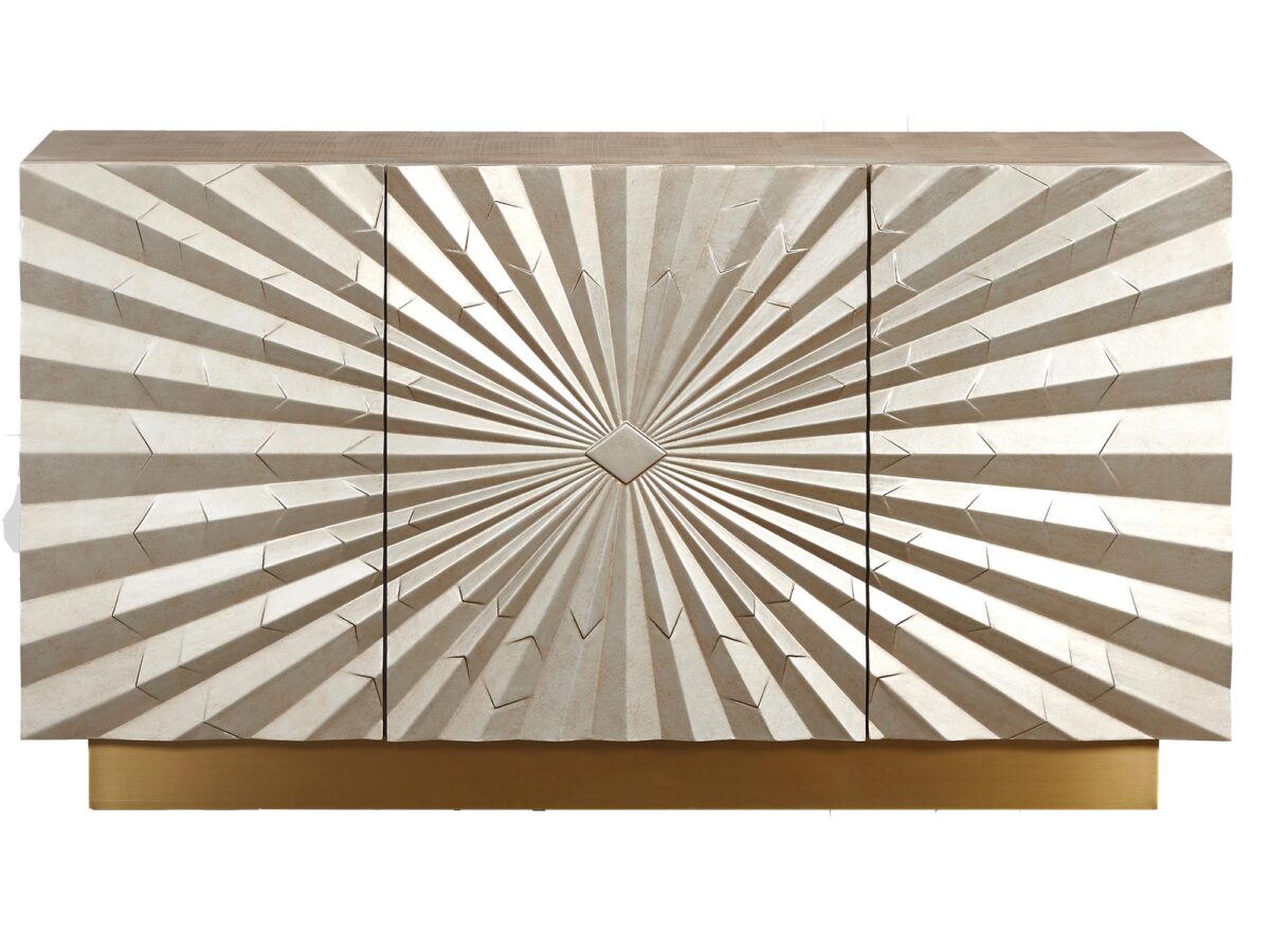 Szampańska Komoda Geometryczny Wzór Origami Złote Akcenty – Eleganza