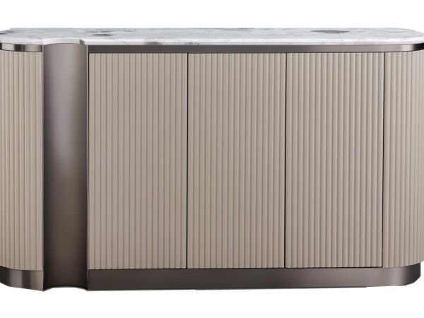 Beżowa komoda w nowoczesnym kształcie