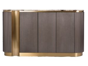 Kasztanowa Komoda RTV Marmur Złote Nogi – Eleganza