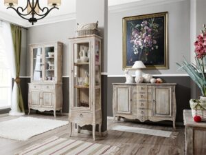 miniaturka Kredens z bielonego drewna paulowni na giętych nóżkach – Viva