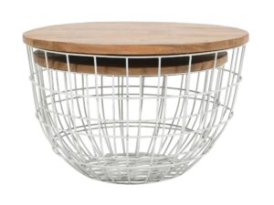 miniaturka Zestaw Białych Stolików Metalowa Podstawa Koło – Avola