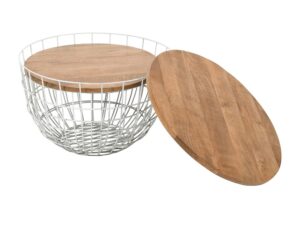 miniaturka Zestaw Białych Stolików Metalowa Podstawa Koło – Avola