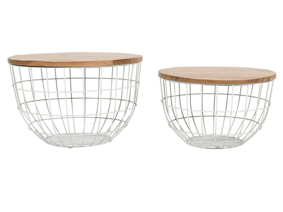 Zestaw Białych Stolików Metalowa Podstawa Koło – Avola