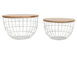 Zestaw Białych Stolików Metalowa Podstawa Koło – Avola