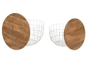 miniaturka Zestaw Białych Stolików Metalowa Podstawa Koło – Avola