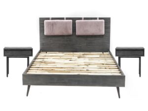 Zestaw Łóżko 180cm Szafki Nocne Pudrowy Róż – Capella