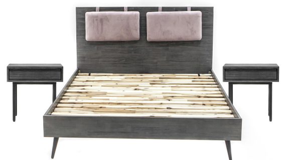 Zestaw Łóżko 180cm Szafki Nocne Pudrowy Róż – Capella