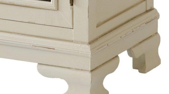 miniaturka Szafka nocna kremowa z rzeźbieniami i jasnobrązowym blatem – Sorrento