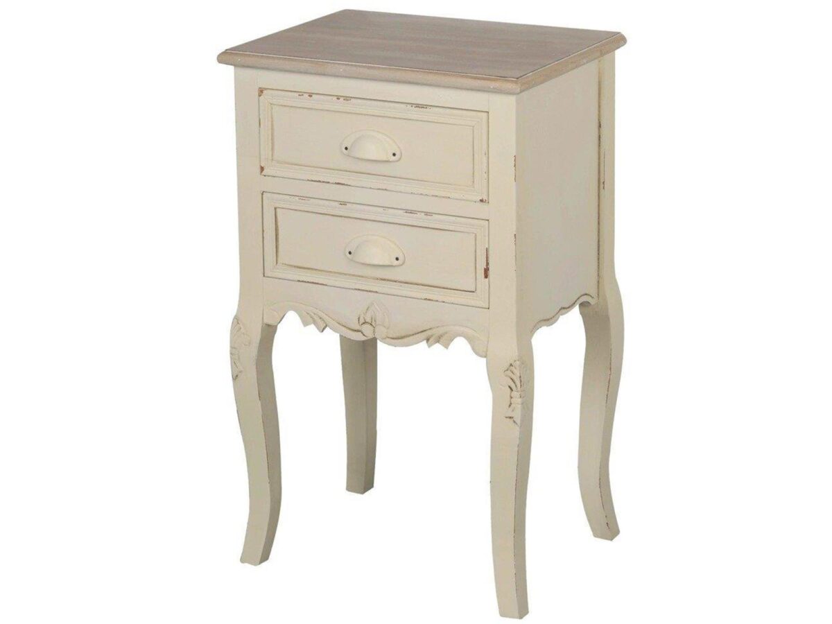 Szafka nocna kremowa z metalowym uchwytem – Sorrento