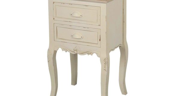 Szafka nocna kremowa z metalowym uchwytem – Sorrento