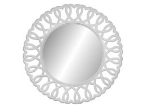 Lustro okrągłe z białą rzeźbioną ramą – Sorrento White
