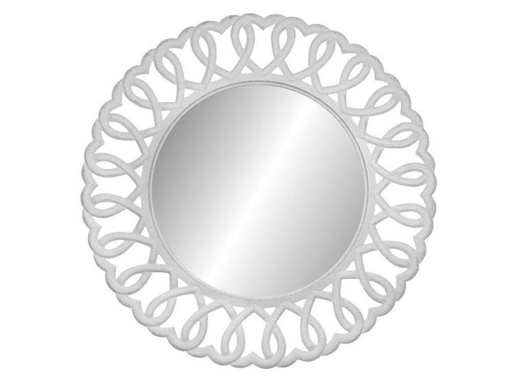 Lustro okrągłe z białą rzeźbioną ramą – Sorrento White