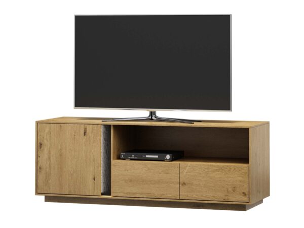 Szafka RTV mniejsza dąb craft z drzwiami i szufladami