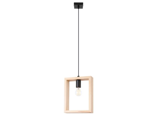 Lampa wisząca z drewnianą ramką prostokątną
