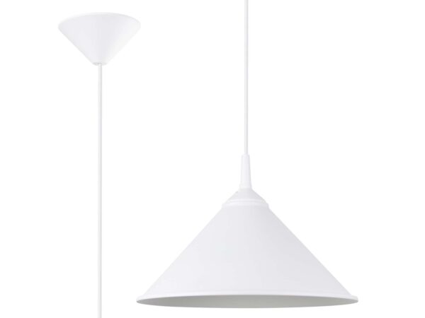 Lampa wisząca biała stożkowa minimalistyczna