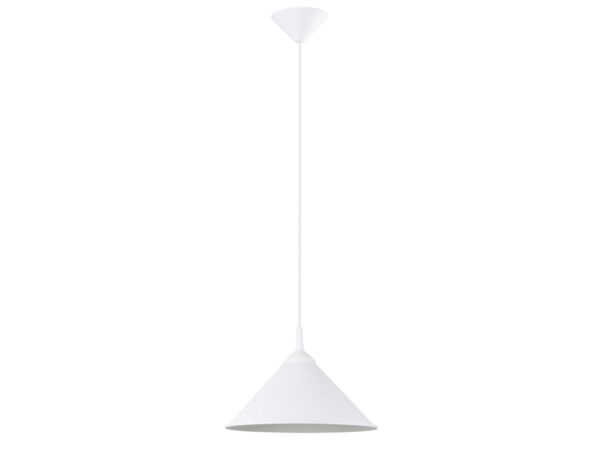 Biała lampa stożkowa minimalistyczna cała biała