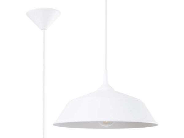 Lampa wisząca biała talerzowa minimalistyczna