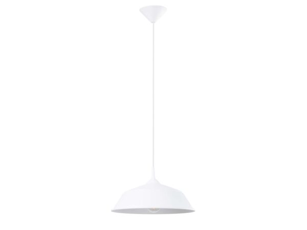 Biała lampa talerzowa minimalistyczna cała biała