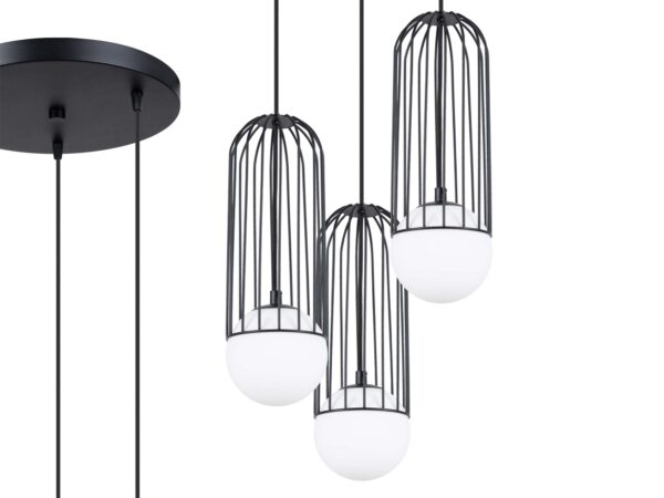 Lampa wisząca czarna trzypunktowa kaskadowa