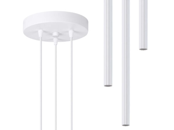 Lampa wisząca biała trzypunktowa tubusowa