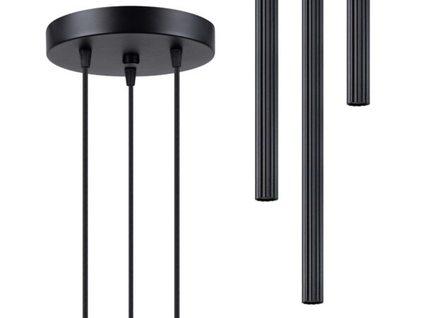 Lampa wisząca czarna trzypunktowa tubusowa