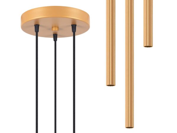 Lampa wisząca złota trzypunktowa tubusowa