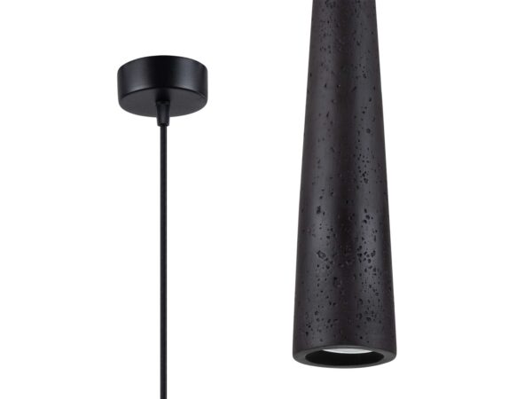 Lampa wisząca betonowa czarna stożkowa
