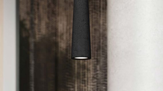 miniaturka Lampa wisząca MONOLIT czarna z betonu loftowa