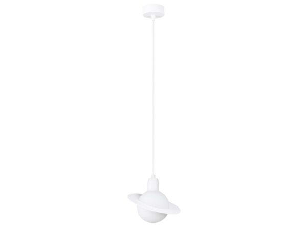 Biała lampa Saturn wisząca minimalistyczna