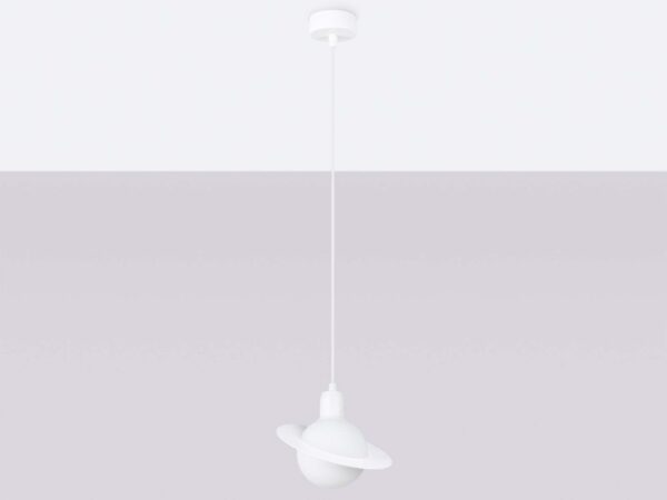 Wisząca lampa Saturn biała pełna sylwetka