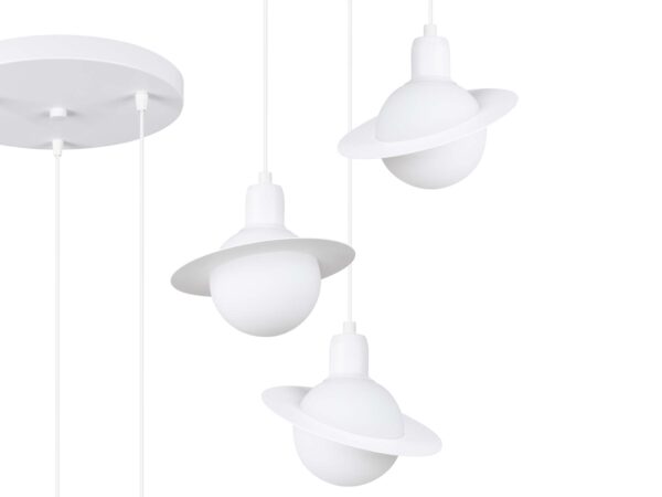 Lampa wisząca Saturn trzypunktowa biała