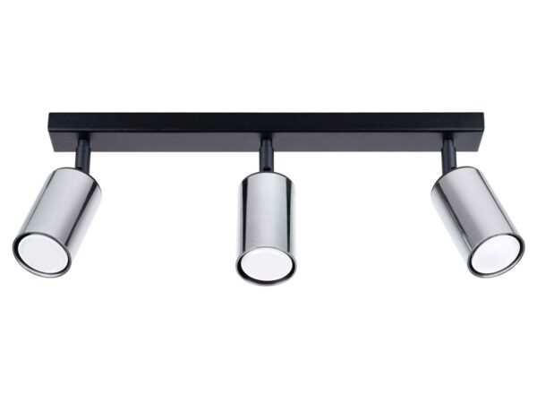 Listwa sufitowa trzypunktowa czarno-chromowa z regulowanymi reflektorami